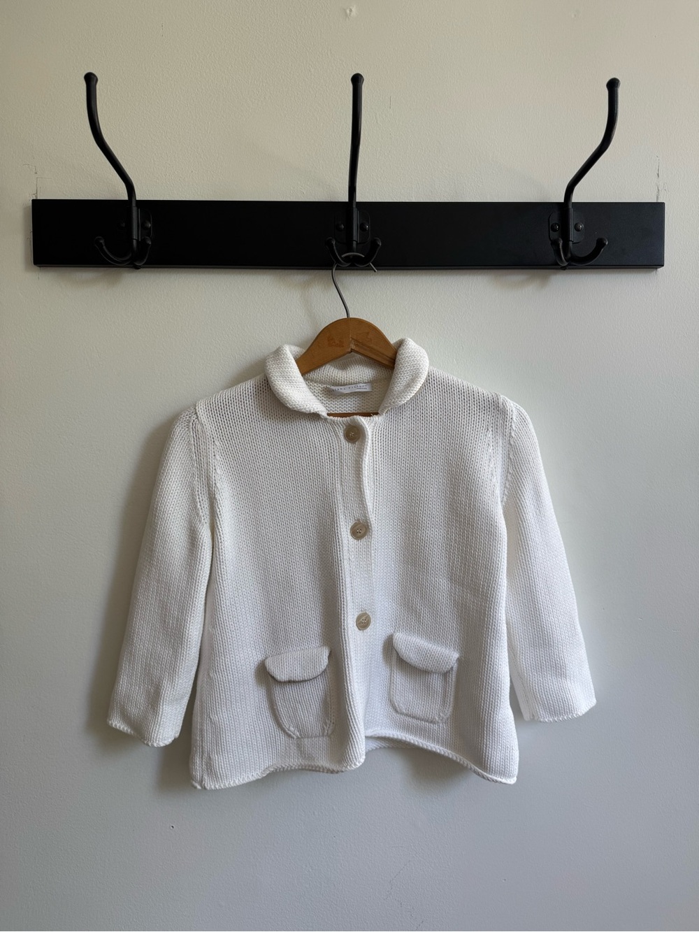 Fabiana Filippi White Knit Collared Cardigan Jacket - Size S